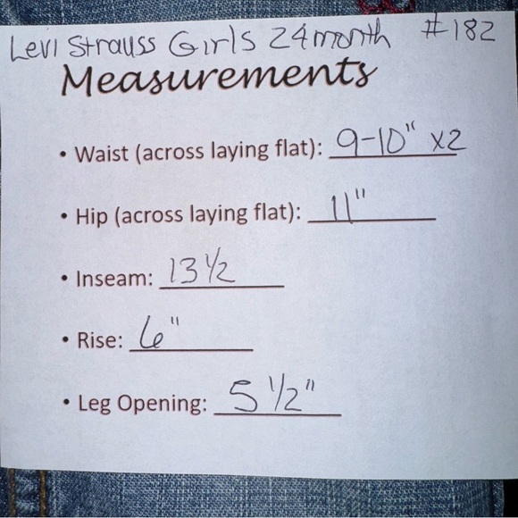 LEVI STRAUSS Girls 24 Months Blue Jeans Faded Butterfly Stonewash 100% Cotton - Picture 7 of 7